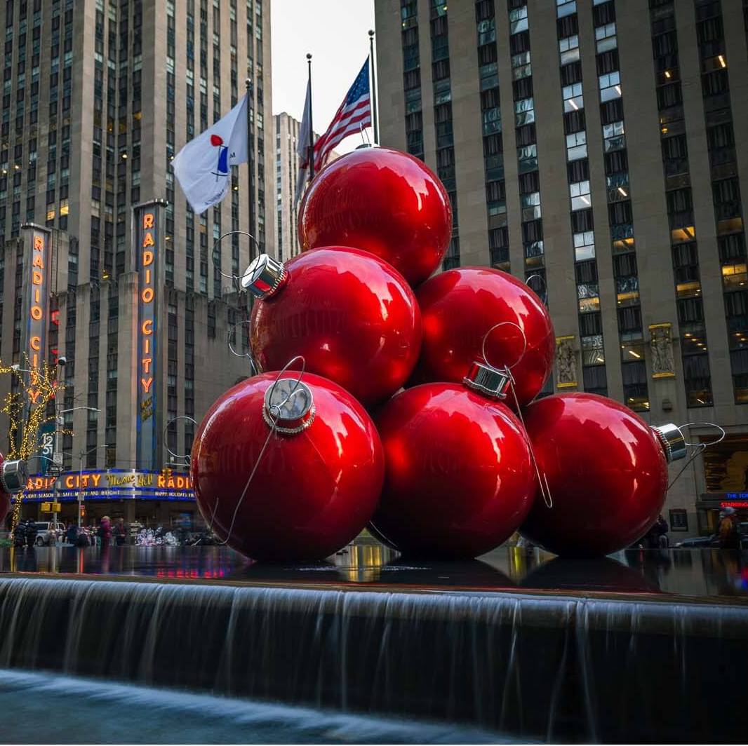 Giant Christmas ornaments Sixth avenue